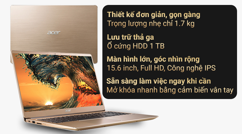 Laptop Acer Swift 3 SF315 52 38YQ – Laptop Văn Phòng, Sinh Viên – Pin lên đến 11h.